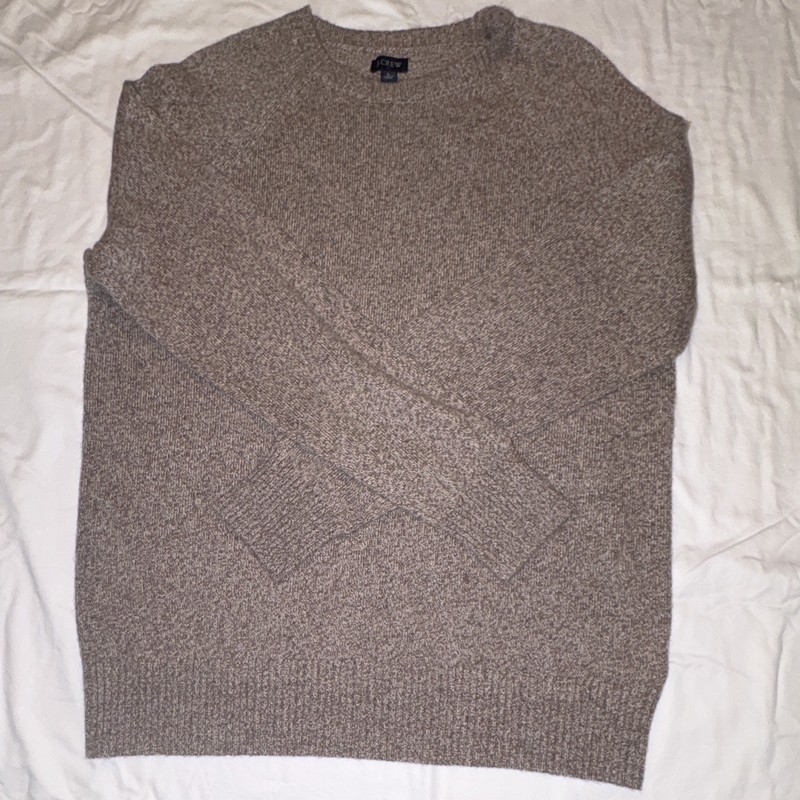 J.CREW Men’s Beige Crew Neck Knit Pullover Sweater L Wool Polyamide Blend