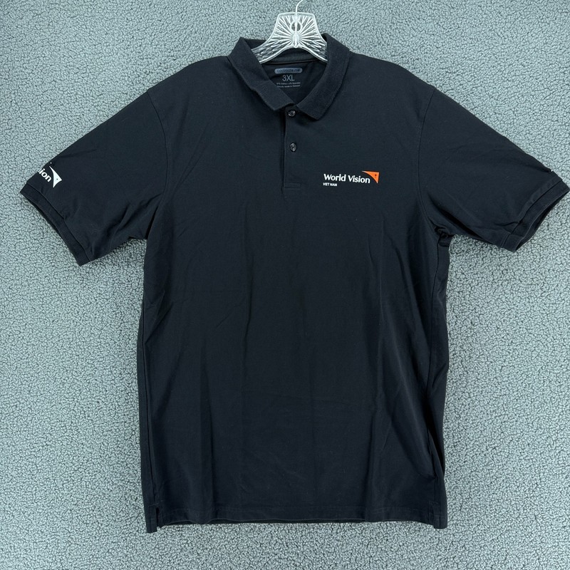 World Vision Vietnam Polo Shirt Mens 3XL Black Charity Graphic Promo Coolmate