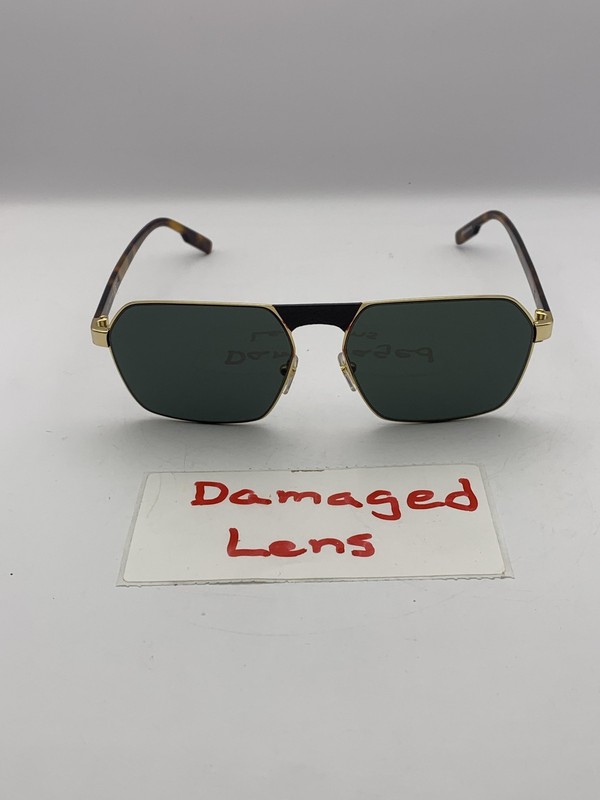 ZEGNA Sunglasses EZ 0210 C2 Mens Gold Tortoise Geometric Green Lens Italy