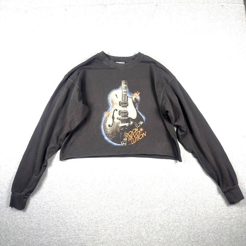 Girl Dangerous Rock Revolution Cropped Graphic Sweatshirt Black Women’s M