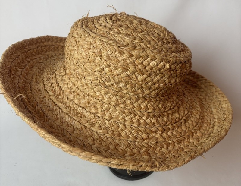 Helen Kaminski Braided Raffia Sun Hat Beige Natural Kettle Brim Preppy Summery gallery