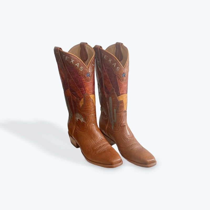 Allens Boots Men’s Sandstone Volcano Goat With Intricate Overlay Design Size 10D