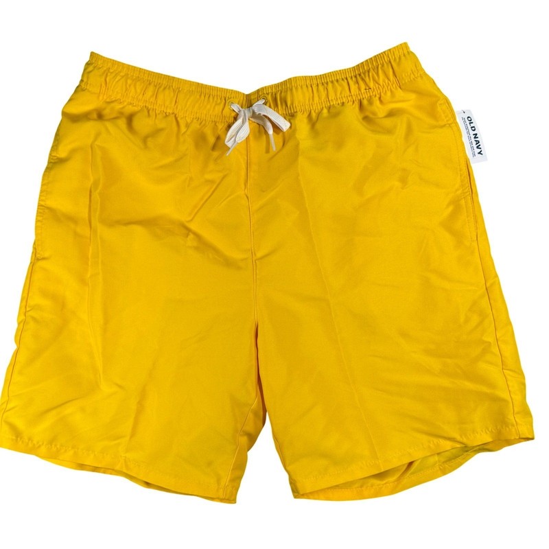 NWT Old Navy Mens Swim Trunks Yellow Solid Board Shorts Mesh Liner Medium