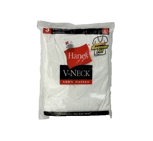 Vintage 2000 Hanes Mens V Neck T Shirts 3 Pack, Large, 100% Cotton