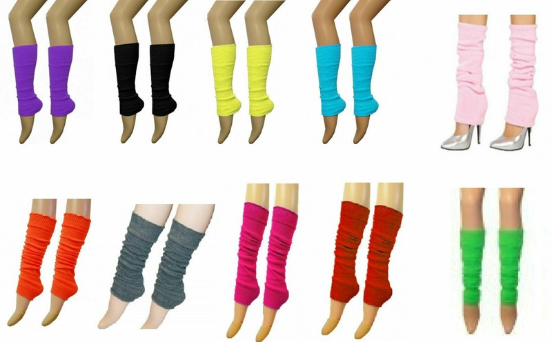Ladies Girls Teen 80’s Dance Plain Ribbed Leg Warmers Legwarmers 15 Colours Tutu