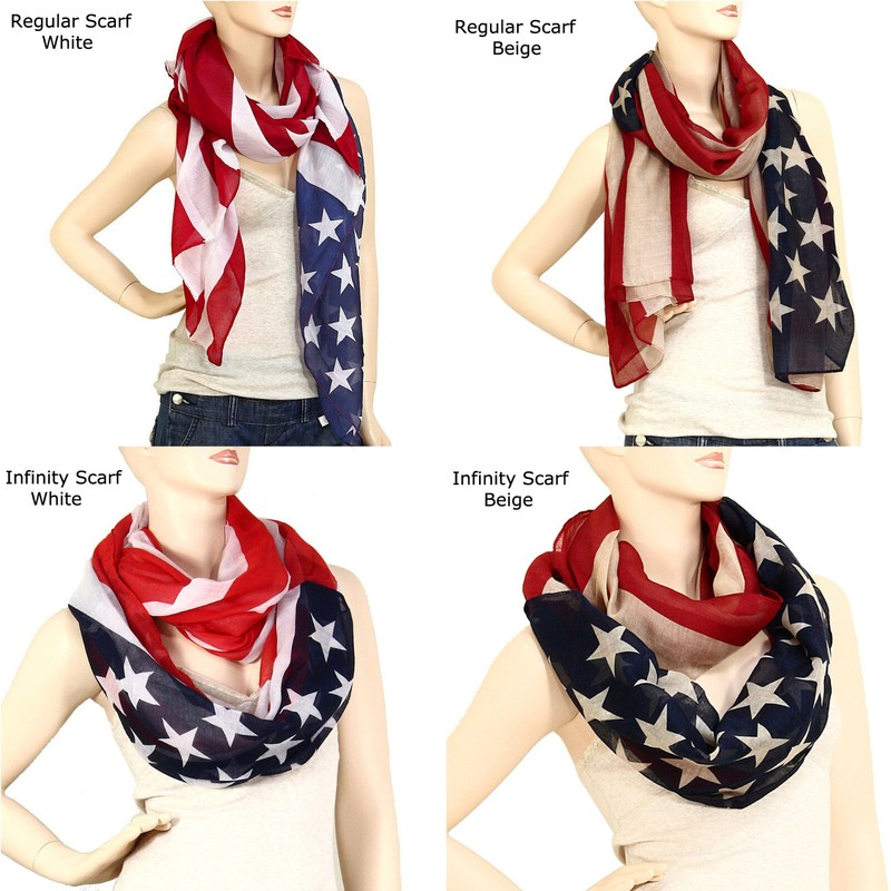 Large USA American Flag Scarf Beach Wrap Soft Lightweight 72" X 36" gallery