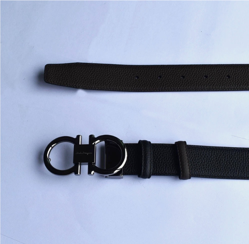 Ferragamo Reversible Adjustable 120cm Belt Gunmetal Horseshoe Buckle Men gallery