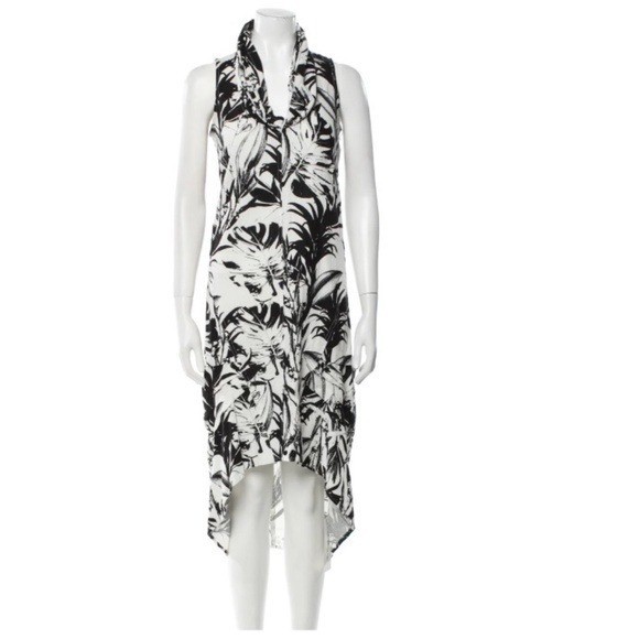 Cynthia Rowley Palm Print Dress Womens S Black White