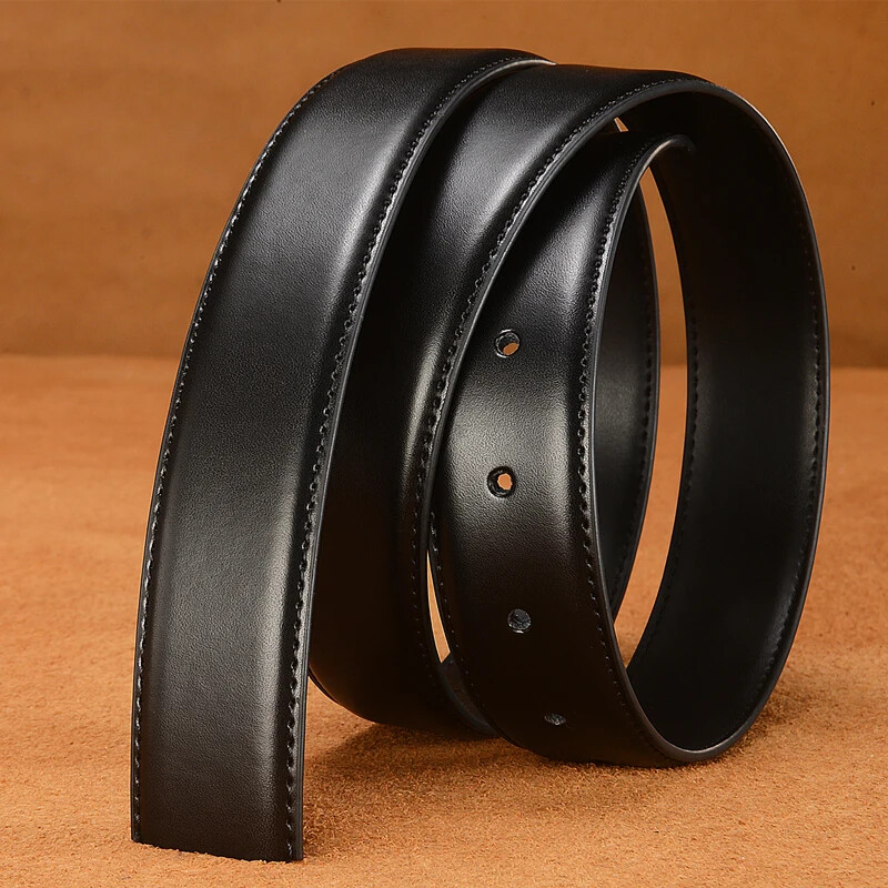Belts Without Buckle 2.4 2.8 3.0 3.5 3.8cm Width Pin Buckle Genuine Leather Men