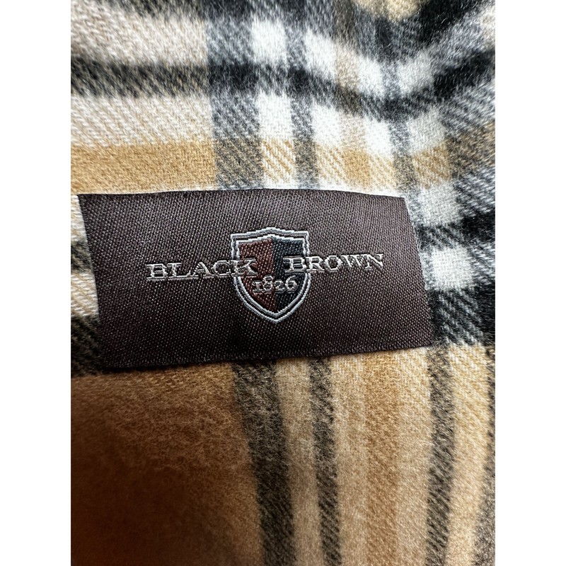 Black & Brown 1826 Plaid Fringe Scarf 13″ x 62″ – Beige Black White Red, So Soft