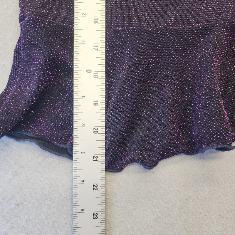 VTG Serendipity Maui Purple Metallic Shimmer Ruched Ruffle Mermaid Midi Skirt M gallery