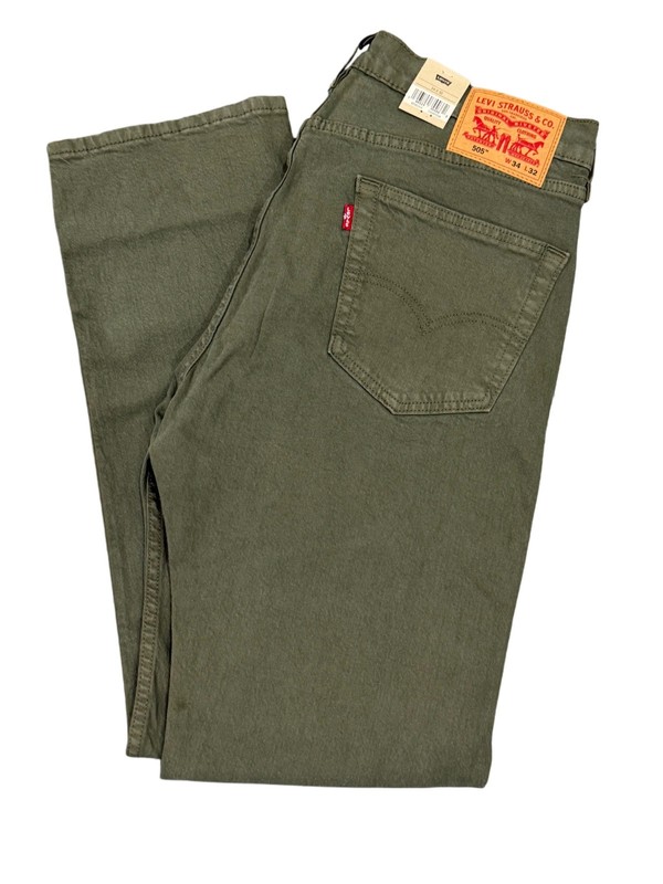 Levis 505 Jeans New Mens Regular Fit Straight Leg Color Olive Green 005052615