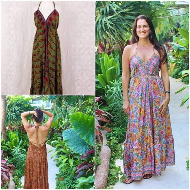 wholesale 20 PC Indian Vintage Recycle Sari Silk Maxi Beach Boho Gypsy Sundress gallery
