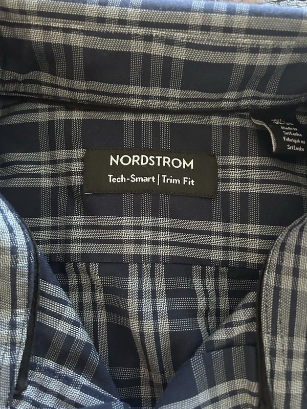 Nordstrom Tech-Smart Trim Fit Blue/Gray Plaid Long Sleeve Dress Shirt 15.5 32-33 gallery