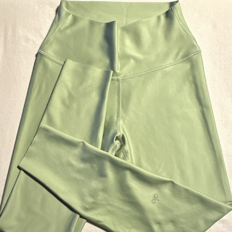 Alo Women’s High Waist Ankle Leggings Size M Green Solid Logo