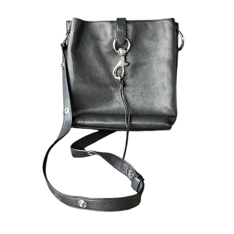 Rebecca Minkoff Black Small Leather Feed Shoulder Bag Purse OS gallery