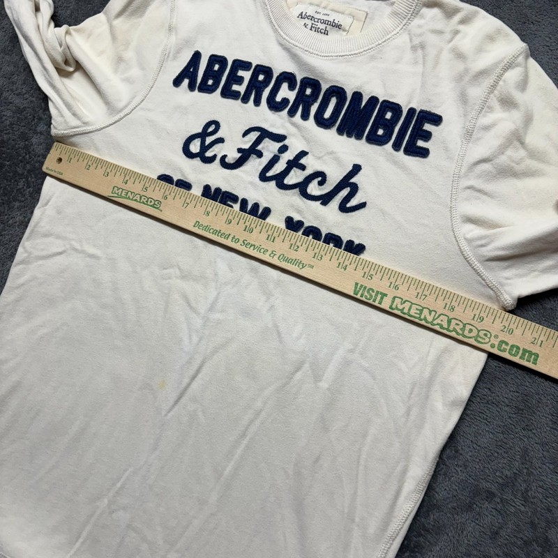 Abercrombie & Fitch Shirt Mens Medium Beige Long Sleeve Muscle Fit Preppy Y2K gallery