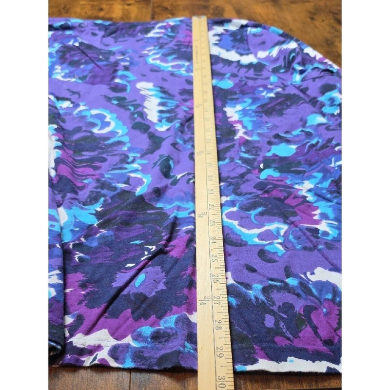 ULLA POPKEN | Purple Floral Artsy Cotton Tunic Boxy Tee Plus | 32 34 5X 6X gallery