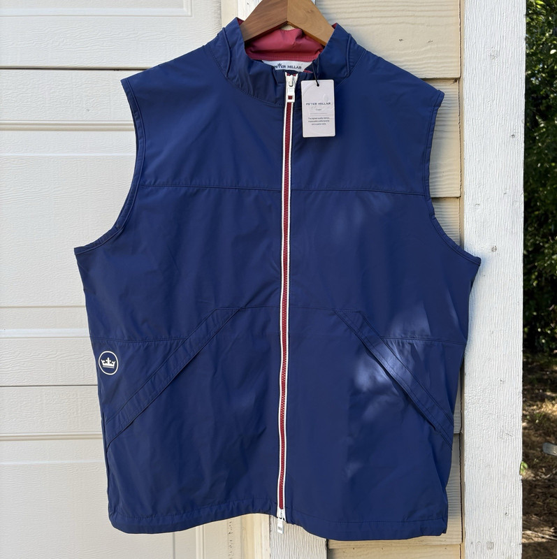 Peter Millar Men’s Blue Full-Zip Vest L Wind/Water Resistant Stretch Packable