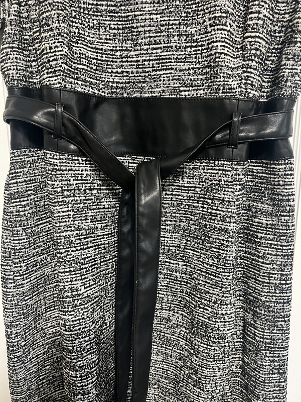 Calvin Klein Dress 14 Tweed Grey Belted Career Corp Office Work Business Capsule gallery