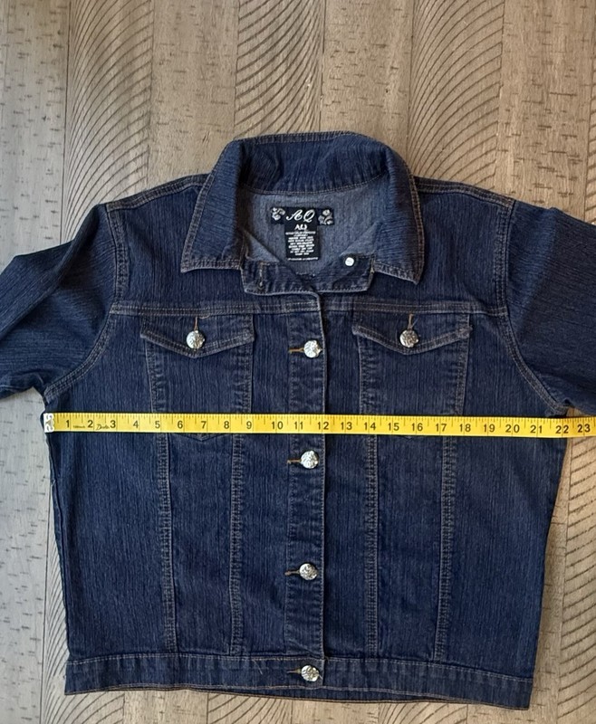 AQ Women’s Blue Button Front Collared Jacket Long Sleeve Pockets Size 2X Plus
