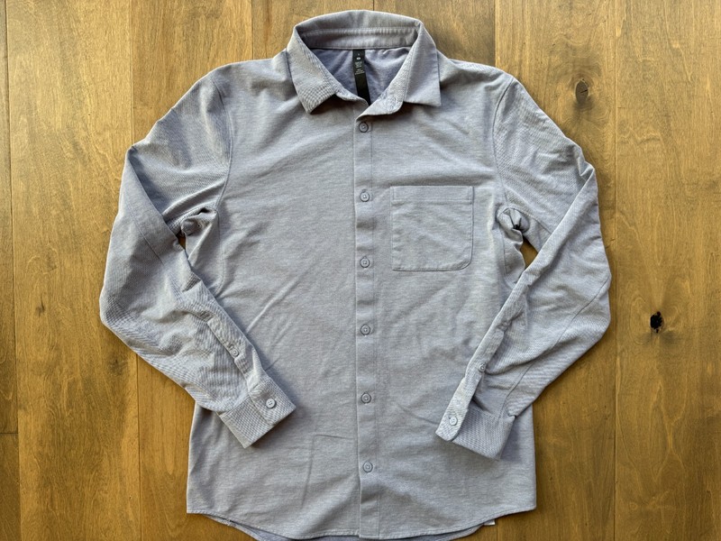 Lululemon Commission Long Sleeve Button Down Shirt Blue Gray M3CM0S Men’s Small
