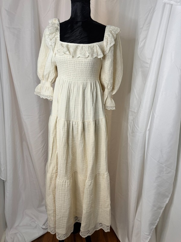 Nothing Fits But Cream Ivory Dress | Cottagecore Boho Ruffled Romantic Midi Lace