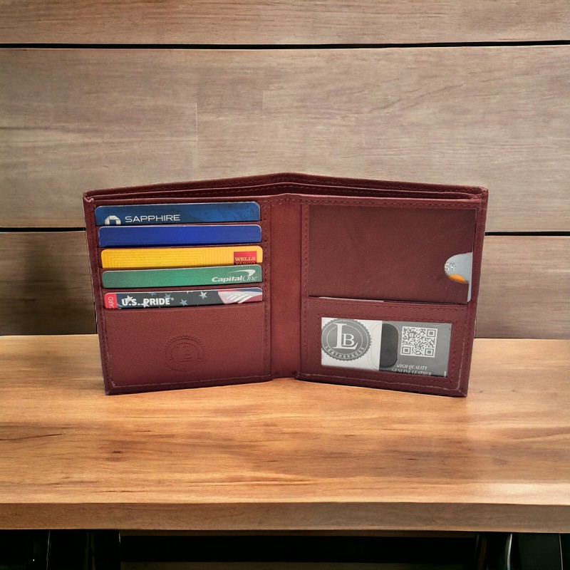 Genuine Leather Large Hipster Bifold Credit Card Id Men's Wallet gallery