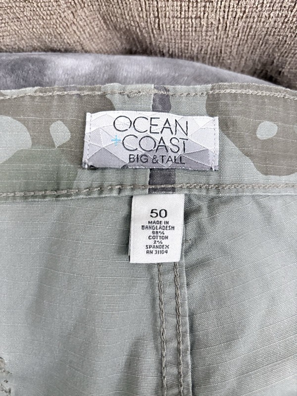 Ocean Coast Big & Tall Camo Ripstop Cargo Pants 50 Waist Stretch Pockets gallery