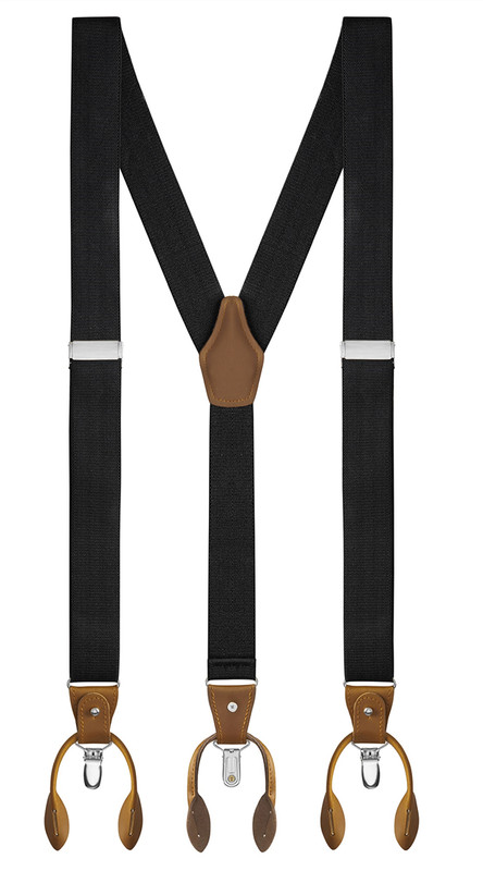 Buyless Fashion Men Adjustable Suspenders 48″ 1 1/4″ Clips And Buttons Y Back