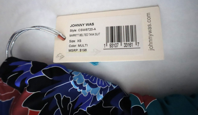 Johnny Was CSW8720 Women Sz XS Multi Marritt Belted Tank One-Piece Swimsuit $198 gallery