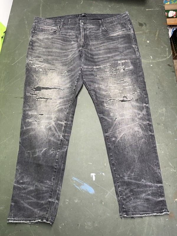 J.C. Legacy Collection Men’s Black Gray Distressed Slim 5-Pocket Logo Jeans