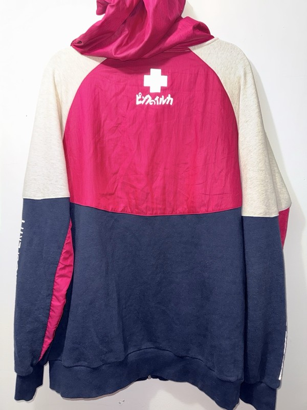 Pink Dolphin HoodieXL Color Block Gray Navy Magenta Reflective Zip Up Streetwear gallery