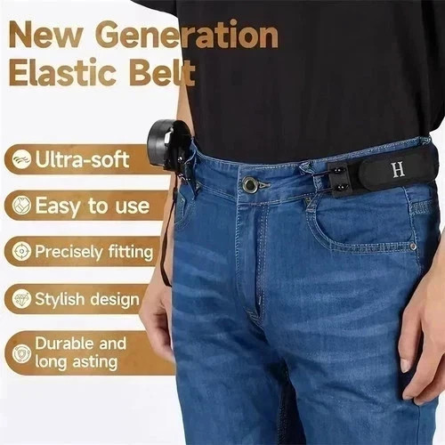 2PCS Tactical Metal Hook Elastic Belt Buckle-Less Invisible Waist Belt Closure gallery