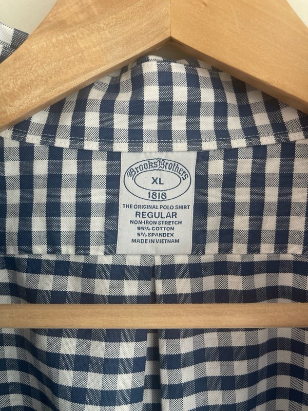 Brooks Brothers 1818 Non-Iron Stretch Regular Fit Button-Down Check Shirt XL