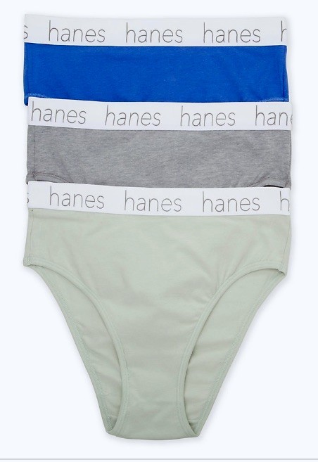 HANES 3 Pk Ultimate Stretch Cotton Grey Blue Green Hi Legs Panty Womens Sz 2XL 9