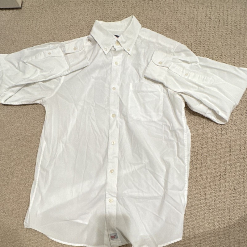 Vineyard Vines Men’s White Solid Long Sleeve ButtonDown Shirt Size S (No Stains)