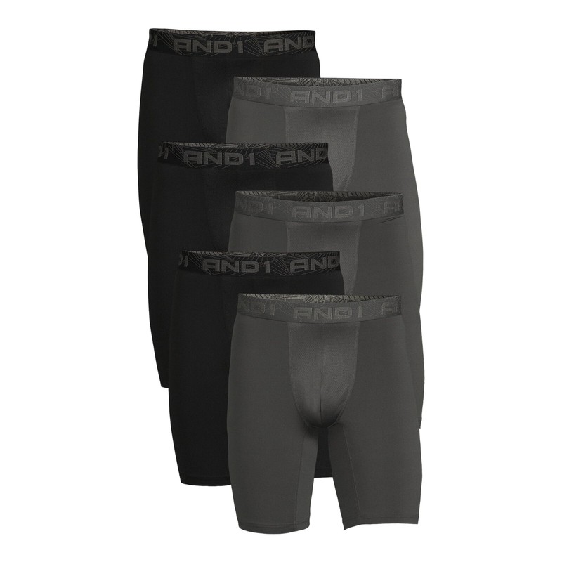 Choose Size 6-Pairs And1 ProPlatinum Underwear Long 9″ Boxer Briefs Black Grey