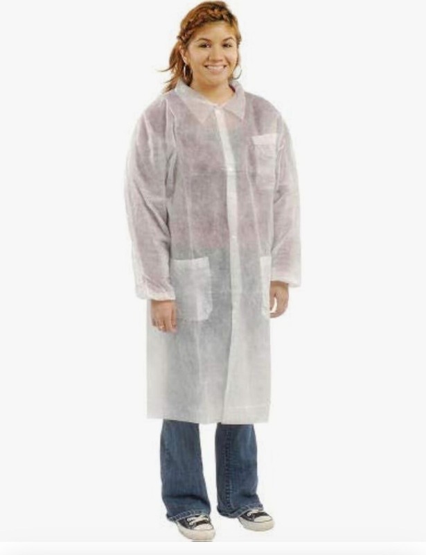 CleanPro Disposable Polypropylene With 3 Pockets Lab Coats Elastic Wrists – 29