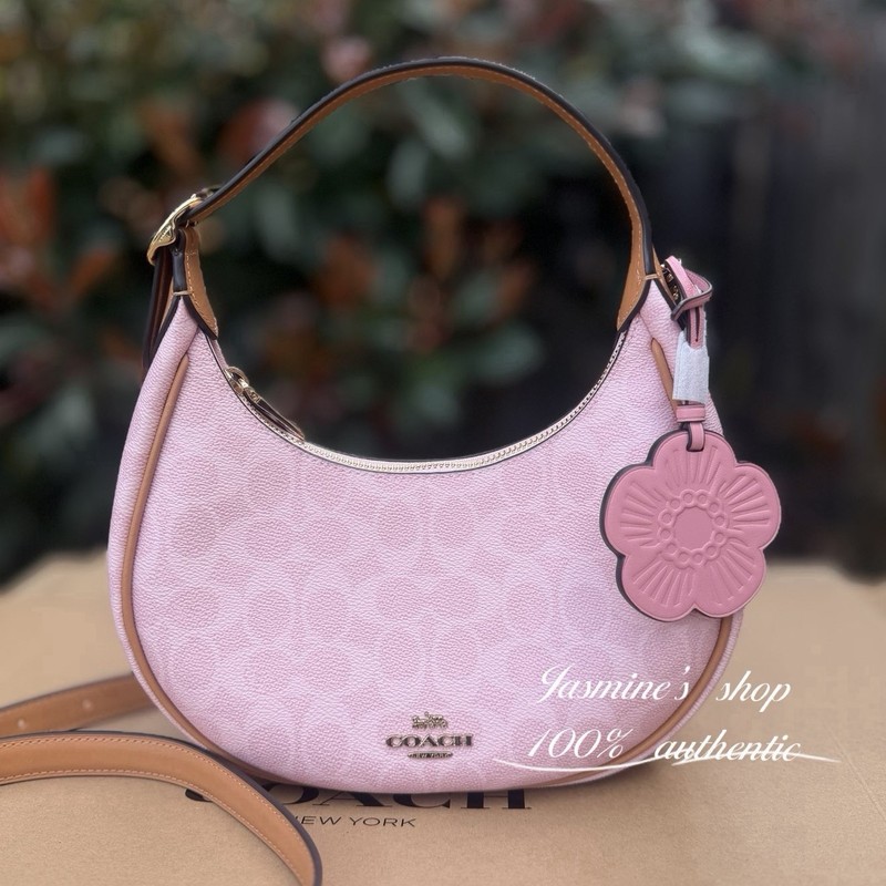 NWT Coach CDW86 Emily Shoulder Bag Signature Canvas With Charms Powder Pink