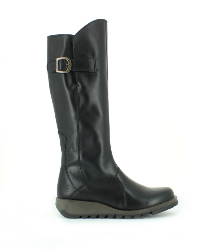 Fly London Mol 2 Womens Ladies Leather Zip Up Knee High Wedge Boots