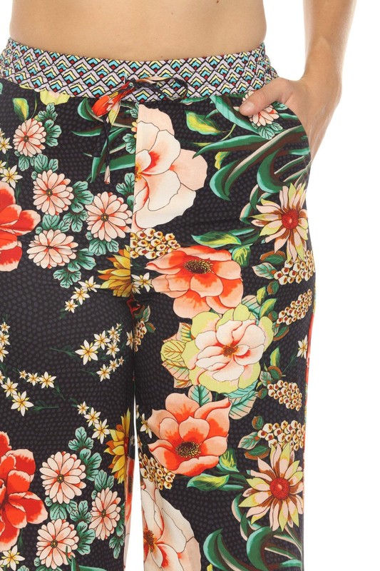 Johnny Was Black Floral Border Split Pants CSW3522-H gallery