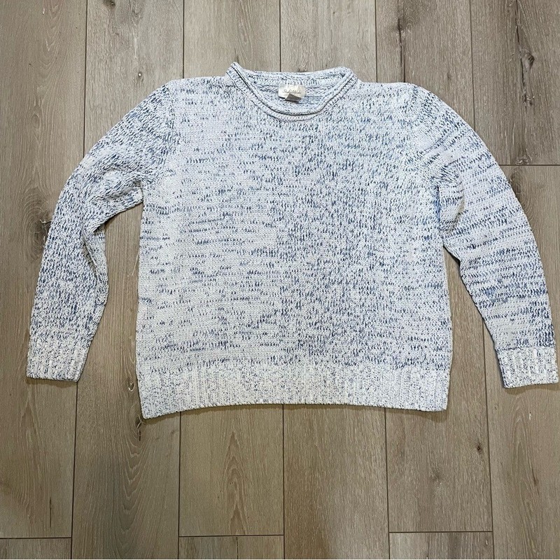 Studio Works Light Blue White Knit Sweater Pullover L
