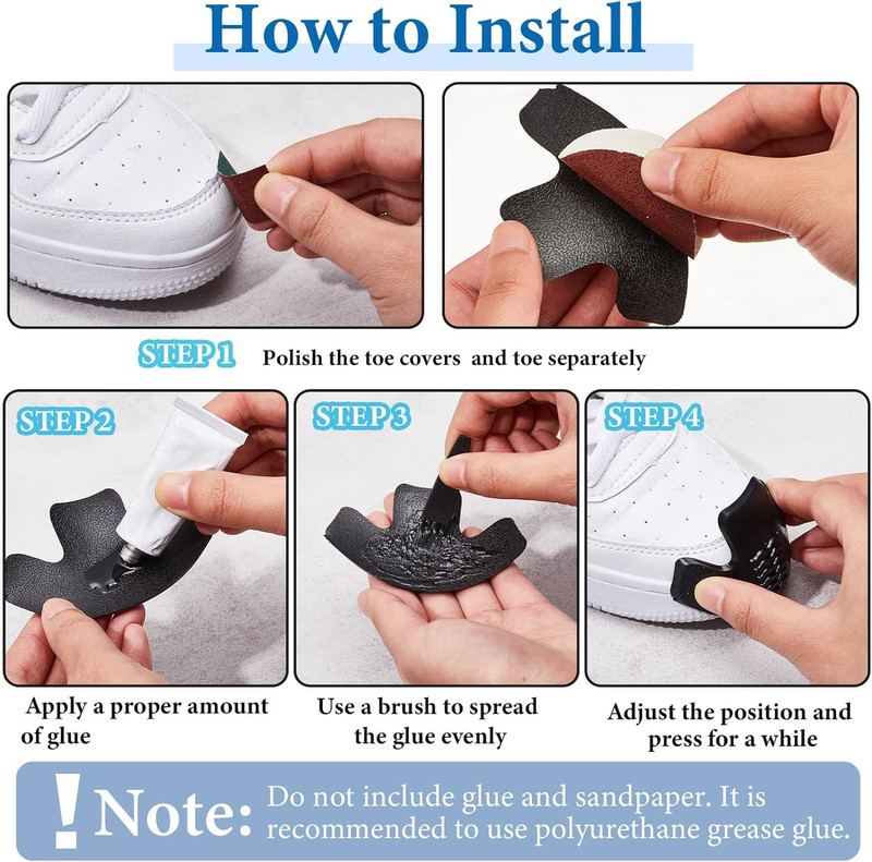 Geyoga 8 Pcs Boot Toe Protectors Work Boot Guards Shoe Toe Cap Work Shoe Cover gallery