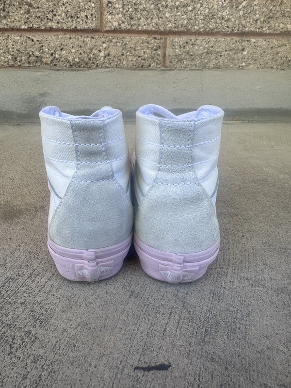 Vans Sk8-Hi Skate White/Pink Shoe Suede High Sneaker Men 5 Women 6.5 RARE gallery