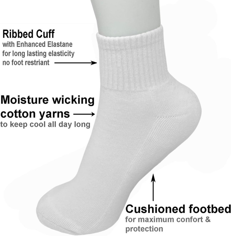 Glory Max 6 Pairs Women Ankle Socks Cotton Solid Color with Cushion for Athletic gallery