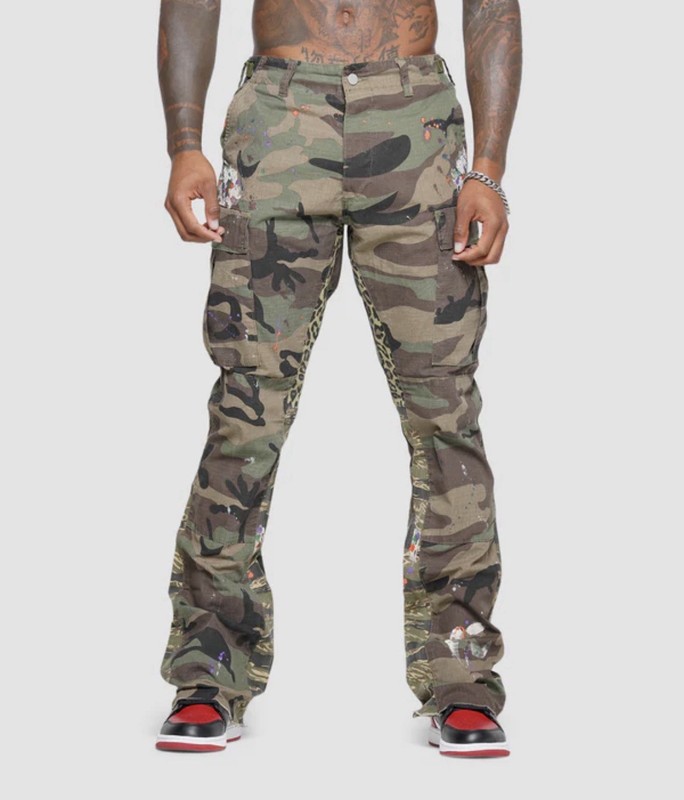 MNML Bootcut Contrast Camouflage Cargo Pants Size 34 Paint Ripstop gallery