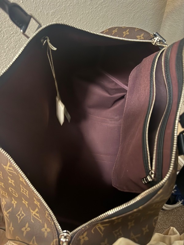 Louis Vuitton Keepall Bandouliere Silver Hardware Duffle 55 Brown Canvas