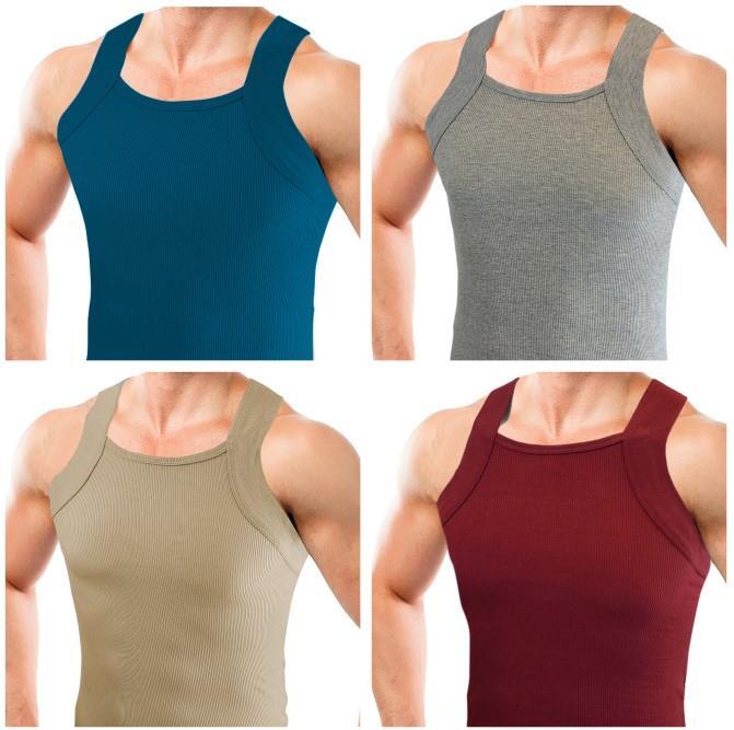 Different Touch 2 Pack Men G-Unit Square Cut Ribbed Tank Tops