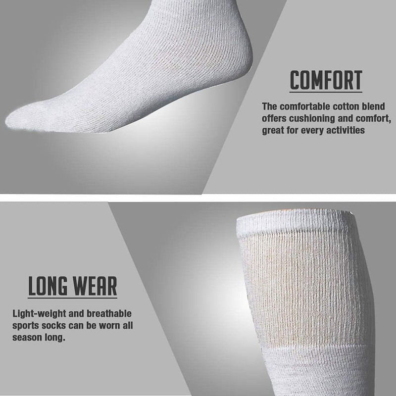 Unisex Wholesale Bulk Cotton Tube Socks,(48 Pk White,Mens 10-13(Shoe Size 7-12) gallery